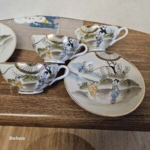 Vintage Antique 50s Kutani Handpainted Porcelain Serveware